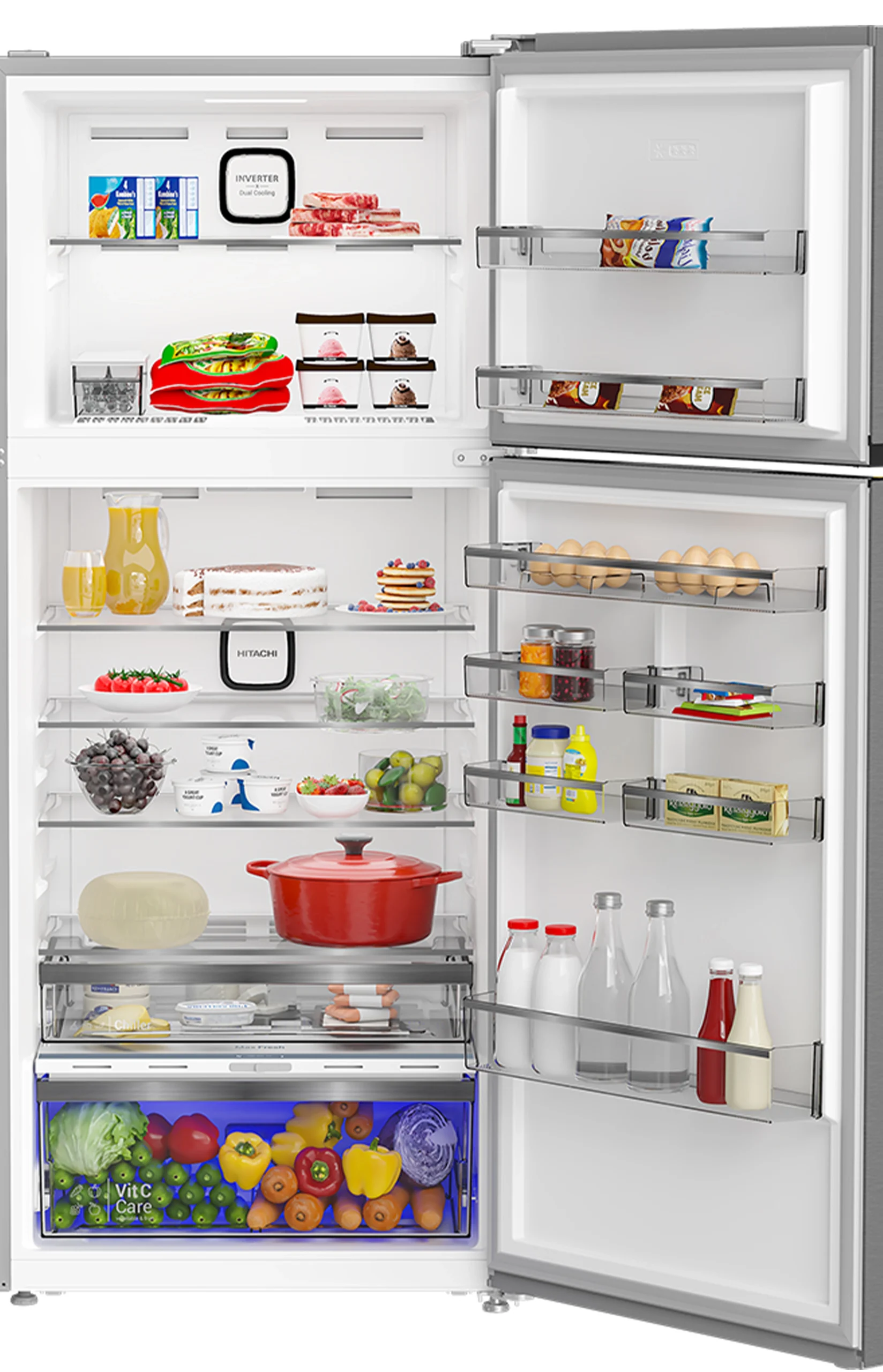 R-V590EY2R 1 ثلاجة هيتاشى تركي 590 لتر صافي 557 لتر ستانلس ديجيتال R-V590EY2R - الصورة 2