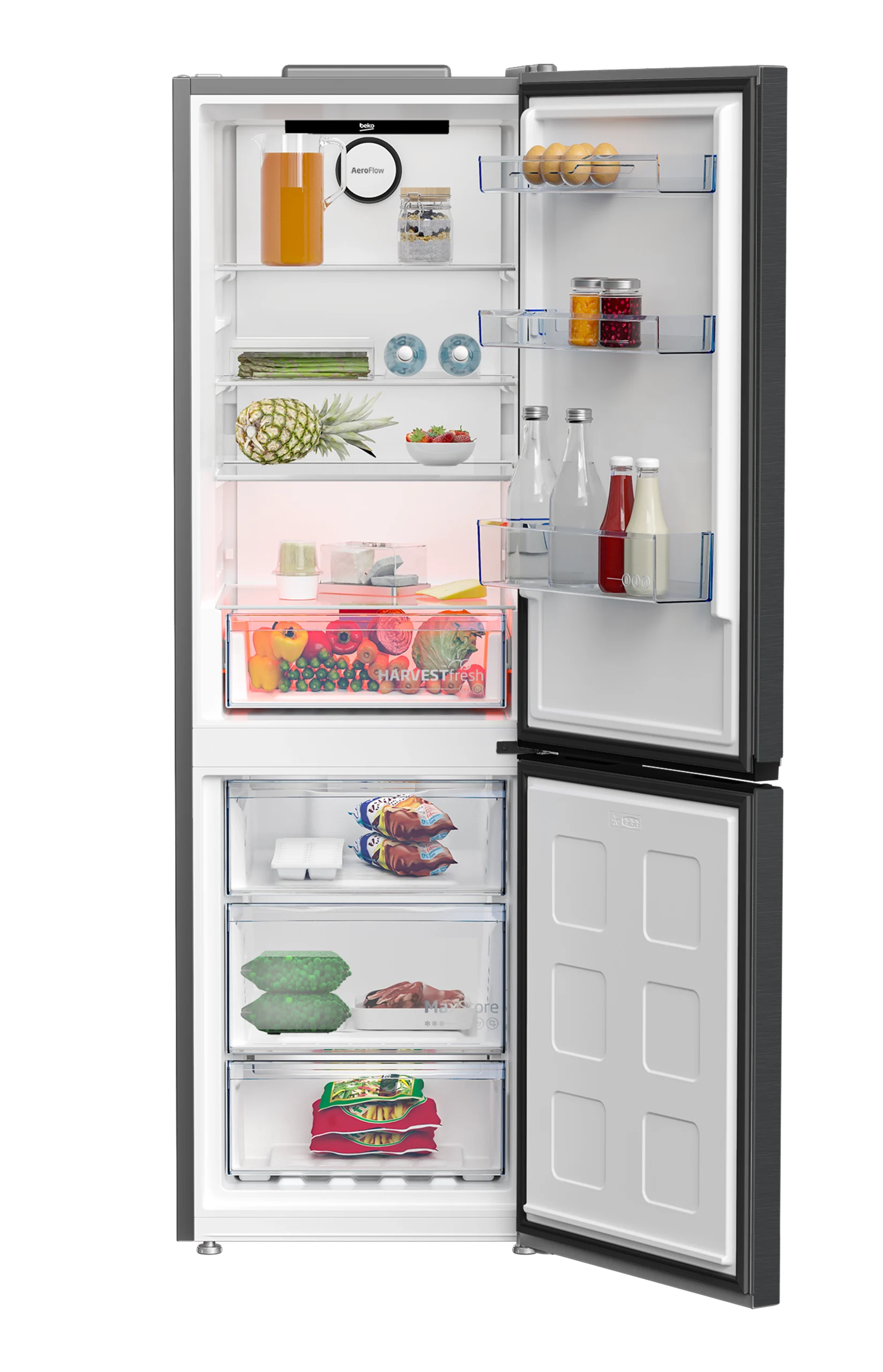 RCNE367E30XBRI 1 ثلاجة بيكو تركي فريزر سفلى 367 لتر صافي 316 لتر استانلس مط ديجيتال تاتش RCNE367E30XBRI - الصورة 2